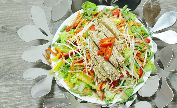 Chef Corbin s Silken Tofu Dressed Salad with Sesame Crusted Chicken Recipe